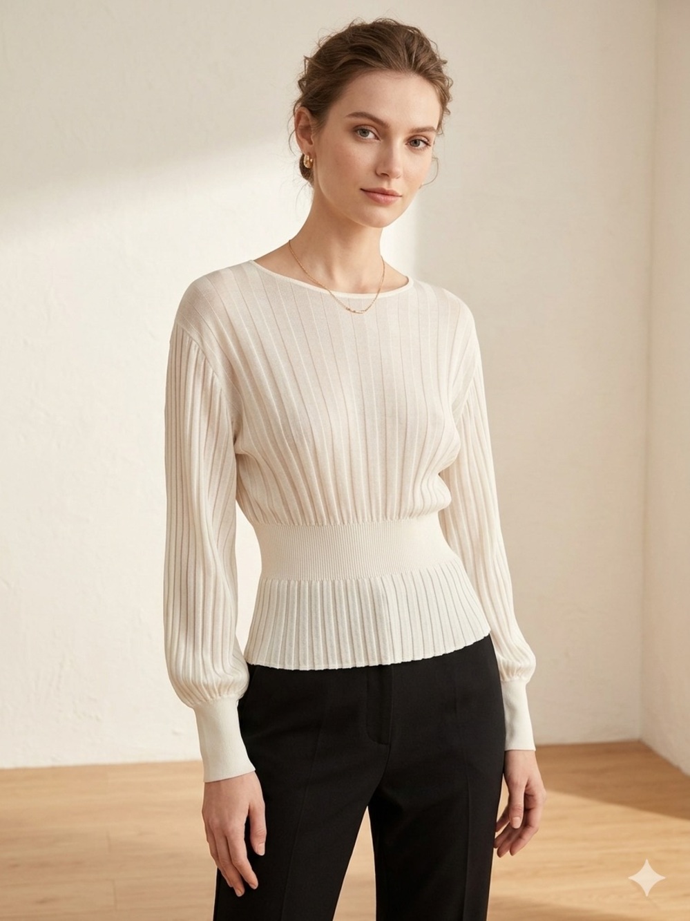 Zimmermann Cream Ribbed Long-Sleeve Pullover